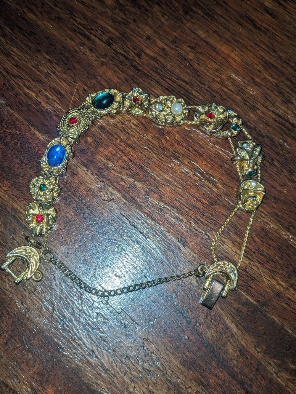 Vintage Gold-Tone Multi-Stone Bracelet